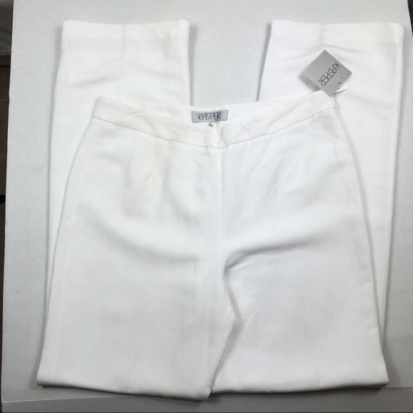NWT Kasper Linen Straight Leg Pants | Lily White | Size 6 - Picture 7 of 11
